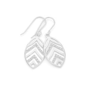 Silver-CZ-V-Design-Drop-Earrings on sale