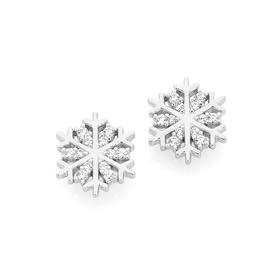 Silver-CZ-Snowflake-Earrings on sale