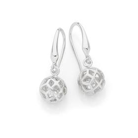 Silver+CZ+Filigree+Ball+Hook+Earrings