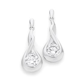 Silver-CZ-Drop-Twist-Earrings on sale