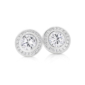 Silver+Cubic+Zirconia+Stud+Earrings