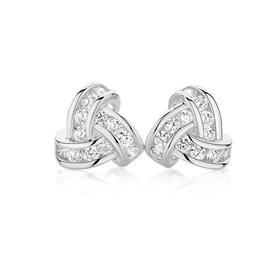 Silver+Cubic+Zirconia+Knot+Studs