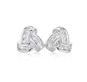 Silver-Cubic-Zirconia-Knot-Studs on sale