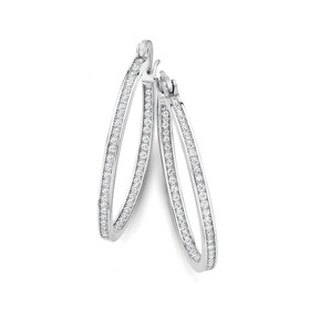 Silver+36mm+Channel+Set+Cubic+Zirconia+Hoop+Earrings