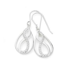 Silver+Cubic+Zirconia+Infinity+Drop+Earrings