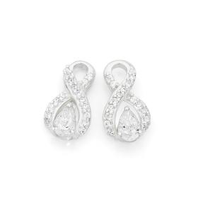 Silver+CZ+Figure+8+Pear+Stud+Earrings