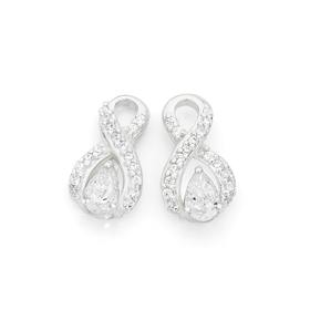 Silver-CZ-Figure-8-Pear-Stud-Earrings on sale