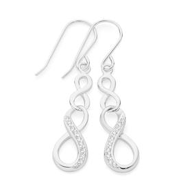 Silver-Cubic-Zirconia-Infinity-Drop-Earrings on sale