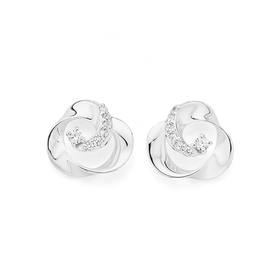 Silver-CZ-Knot-Studs on sale