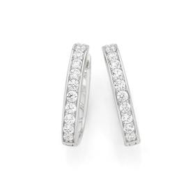 Silver+CZ+Oval+Hoop+Earrings