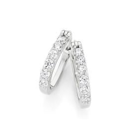 Silver-CZ-Oval-Hoop-Earrings on sale