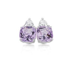 Silver-Violet-White-Cubic-Zirconia-Cushion-Studs on sale