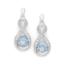 Silver+CZ+Infinity+Blue+Topaz+Drop+Earrings