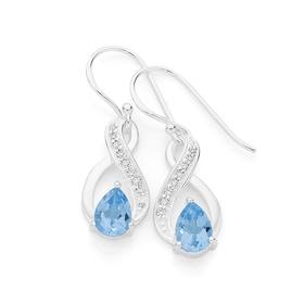 Silver-Blue-Topaz-Cubic-Zirconia-Drop-Earrings on sale