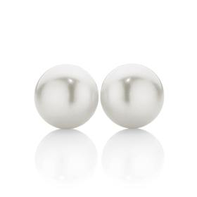 Silver+9x9.5MM+Button+Cultured+Fresh+Water+Pearl+Studs