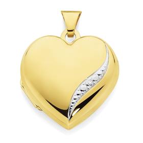 9ct+Gold+Large+Diamond+Set+Heart+Locket