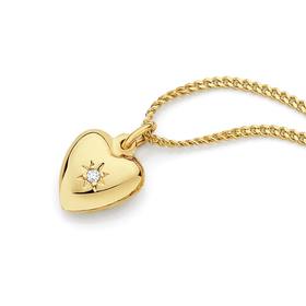 9ct-Gold-Childrens-Diamond-Set-Heart-Pendant on sale