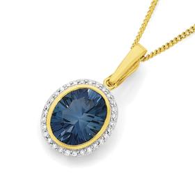 9ct-London-Blue-Topaz-Diamond-Framed-Pendant on sale