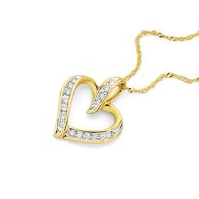 9ct+Gold+Diamond+Heart+Pendant