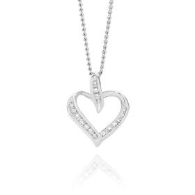 9ct+White+Gold+Diamond+Heart+Pendant