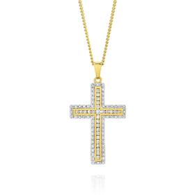 9ct+Gold+Diamond+Cross+Pendant