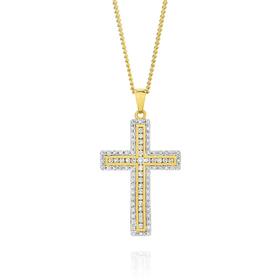 9ct-Gold-Diamond-Cross-Pendant on sale