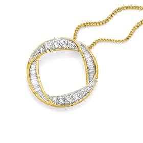 9ct+Gold+Diamond+Circle+Pendant