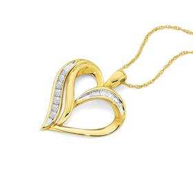 9ct+Gold+Diamond+Heart+Pendant