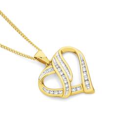 9ct-Gold-Diamond-Heart-Pendant on sale