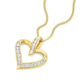 9ct+Gold+Diamond+Heart+Pendant