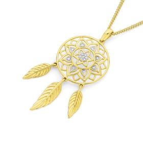 9ct+Gold+Diamond+Dream+Catcher+Pendant