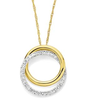 9ct+Gold+Two+Tone+Diamond+Circle+Pendant