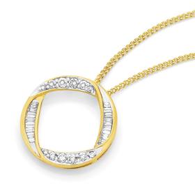 9ct+Gold+Diamond+Circle+Pendant