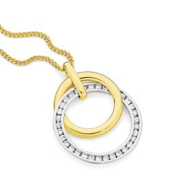 9ct+Two+Tone+Diamond+Pendant