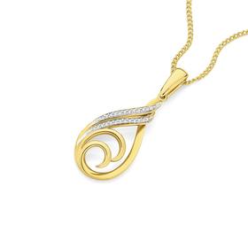 9ct-Gold-Diamond-Tear-Drop-Pendant on sale