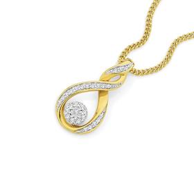 9ct+Gold+Diamond+Twist+Pendant