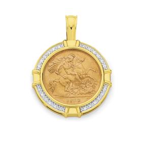 9ct-Gold-Diamond-22CT-Half-Sovereign-Pendant on sale
