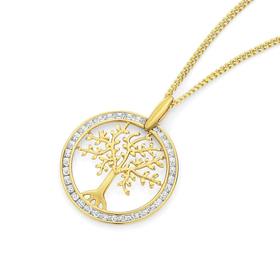 9ct+Gold+Diamond+Tree+of+Life+Pendant