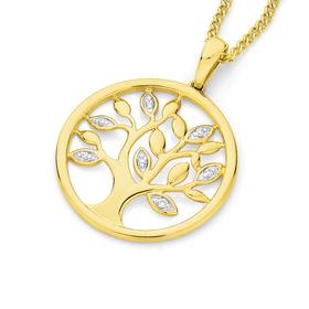 9ct+Gold+Diamond+Tree+of+Life+Pendant