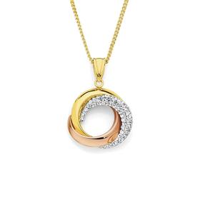 9ct+Gold+Tri+Tone+Crystal+Pendant