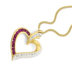 9ct-Gold-Ruby-Diamond-Heart-Pendant on sale