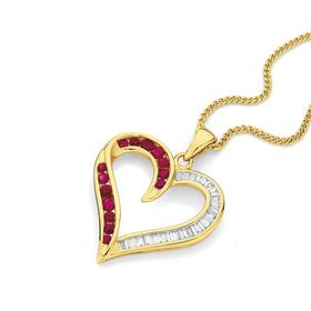 9ct+Gold+Ruby+%26amp%3B+Diamond+Heart+Pendant