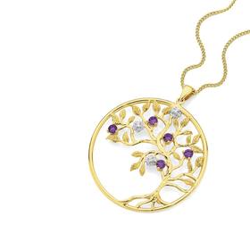 9ct+Gold+Amethyst+%26amp%3B+Diamond+Pendant