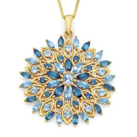 9ct+Gold+Multi+Blue+Topaz+Pendant