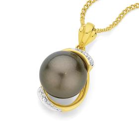 9ct+Gold+Tahitian+Pearl+%26amp%3B+Diamond+Swirl+Pendant