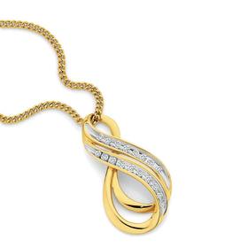 9ct-Gold-Diamond-Double-Swirl-Pendant on sale