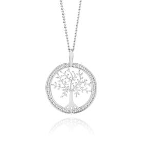 9ct+White+Gold+Diamond+Tree+of+Life+Pendant