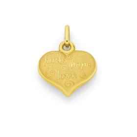 9ct+Gold+Faith+Hope+%26amp%3B+Love+Heart+Pendant