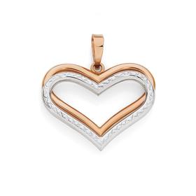 9ct+Rose+%26amp%3B+White+Gold+Heart+Pendant