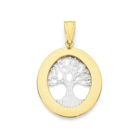 9ct+Two+Tone+%27Tree+of+Life%27+Pendant